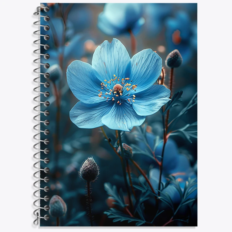 دفتر زبان 50 برگ خندالو مدل سه خط طرح گل آبی کد N5864