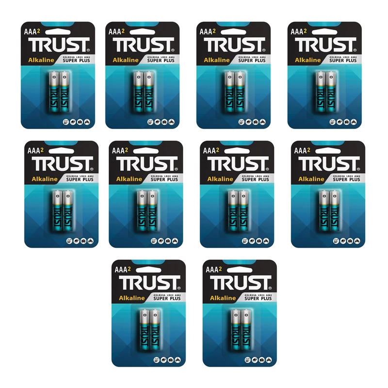 باتری نیم قلمی تراست مدل Alkaline Super Plus بسته 20 عددی