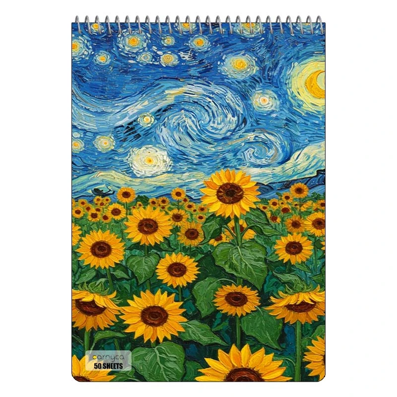دفتر نقاشی 50 برگ سیمی کارنیکا طرح شب پرستاره فانتزی ون گوگ Fantasy Starry Night Van Gogh کد 26325