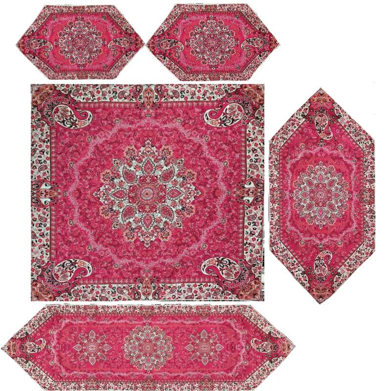 ست پنج تکه رومیزی ترمه طرح اطلس کد At02