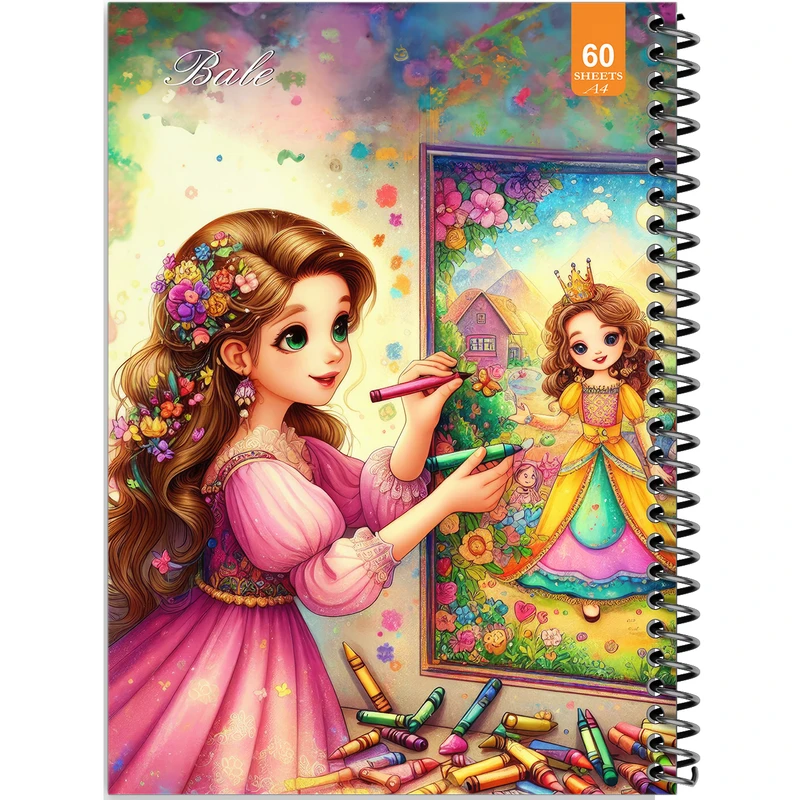دفتر نقاشی 60 برگ انتشارات بله طرح فانتزی دختر طراح کد A4-O104