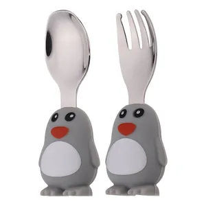 قاشق و چنگال کودک مدل Penguin بسته 2 عددی