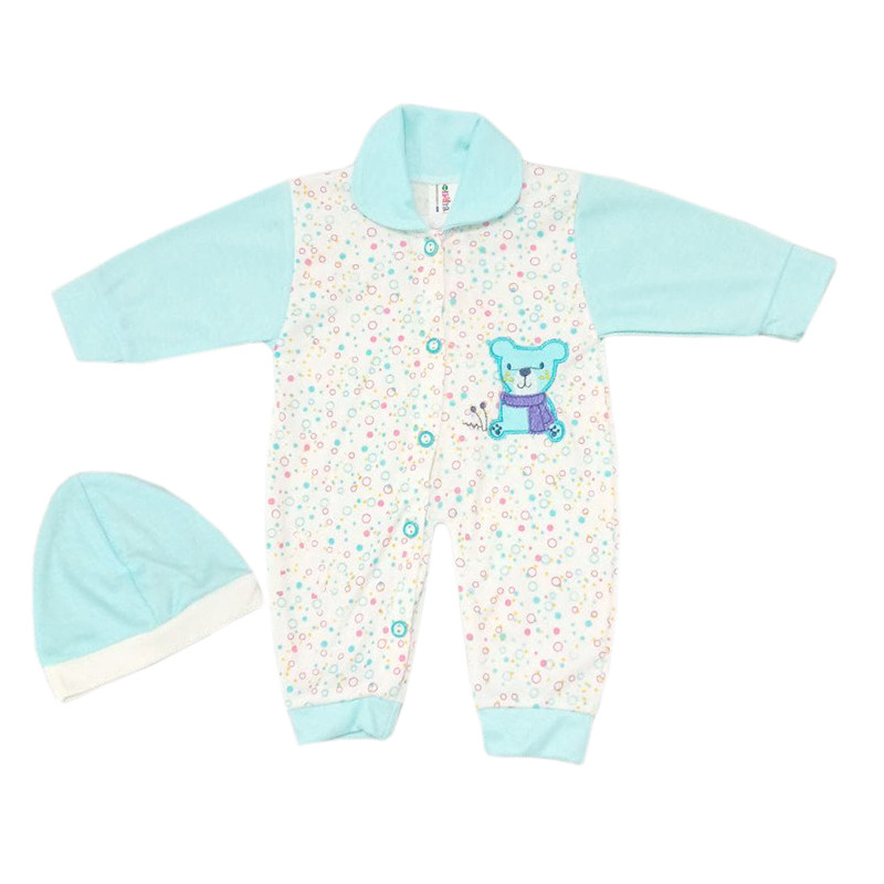 ست سرهمی و کلاه نوزادی طرح خرس مدل p20