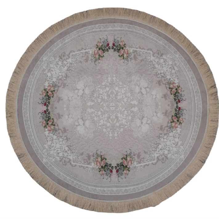 فرش پارچه ای مدل ترمزدار دایره کد M1 زمینه طوسی