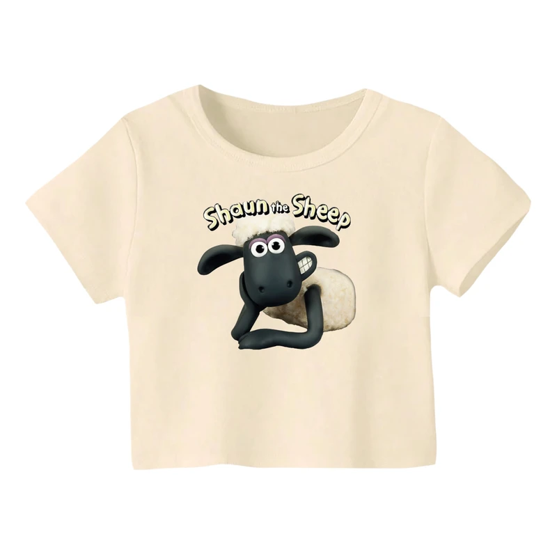 کراپ‌ تی‌شرت آستین کوتاه زنانه مدل گوسفند ناقلا