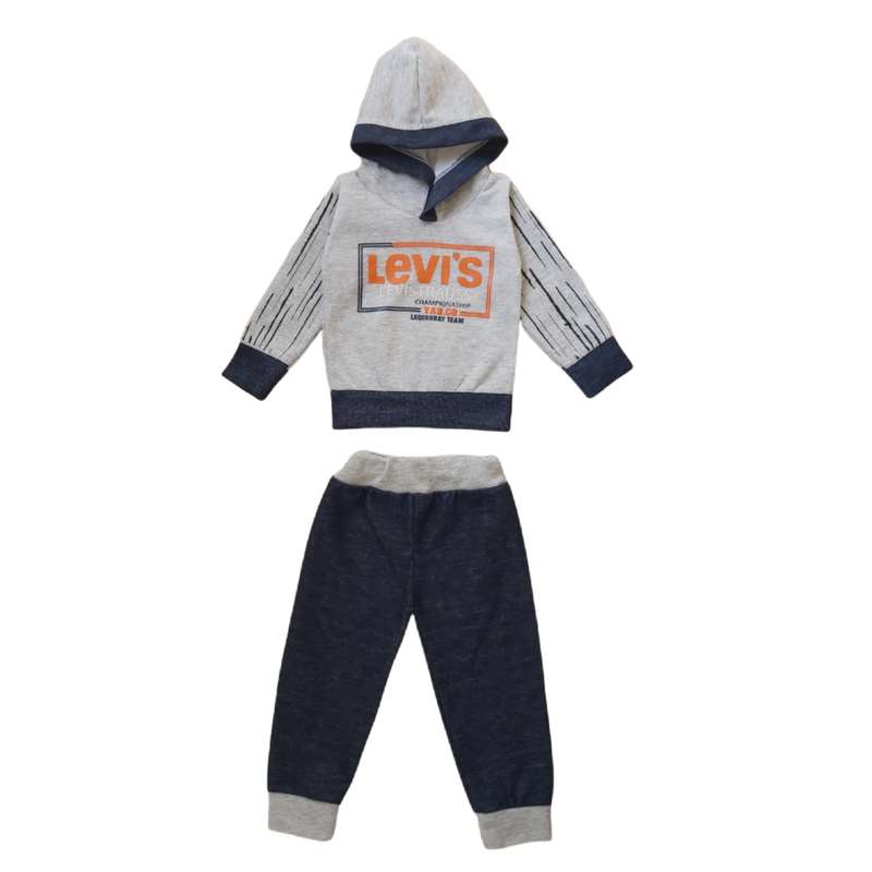 ست هودی و شلوار پسرانه مدل کوهستان رنگ طوسی روشن