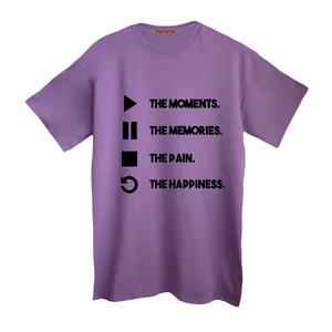 تی شرت لانگ آستین کوتاه  زنانه مدل علائم و تکست رنگ یاسی