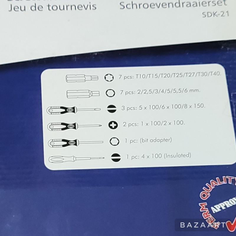 پیچ گوشتی دوسو چهارسو و بیت خور فرم مدل SDK_21 مجموعه 21 عددی