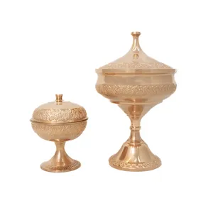 ست شکلات خوری و قندان مسی  طرح گلریز کد 6864