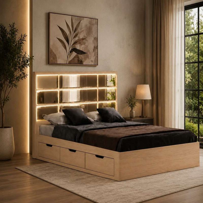 تخت‌خواب ملامینه یک و نیم نفره تخت خواب توپولون مدل آینه شیار سایز 120 * 200 سانتی‌متر