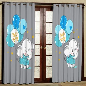 پرده مدل فیل و بادکنک هازان پانچی کد 4269 سایز 140x200 سانتی متر