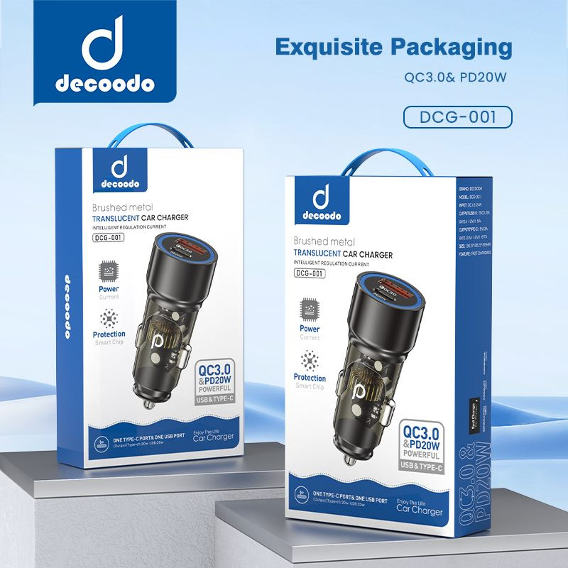 شارژر فندکی خودرو 20 وات 2 پورت دکودو مدل DCG-001