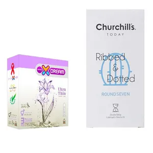 کاندوم چرچیلز مدل Round Seven بسته 12 عددی به همراه کاندوم ایکس دریم مدل Ultra Thin بسته 3 عددی