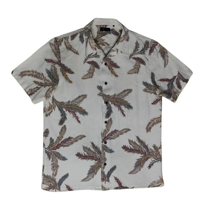 پیراهن آستین کوتاه یقه برگردان مردانه مدل هاوایی
