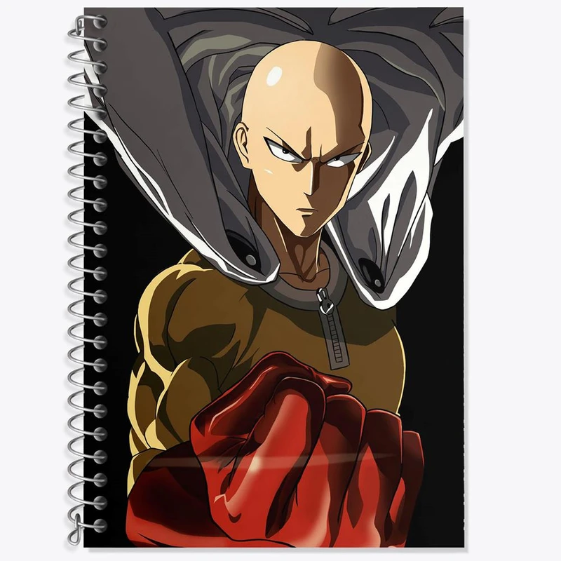 دفتر زبان 50 برگ خندالو مدل دو خط طرح سایتاما انیمه مرد تک مشتی One Punch Man کد 10518