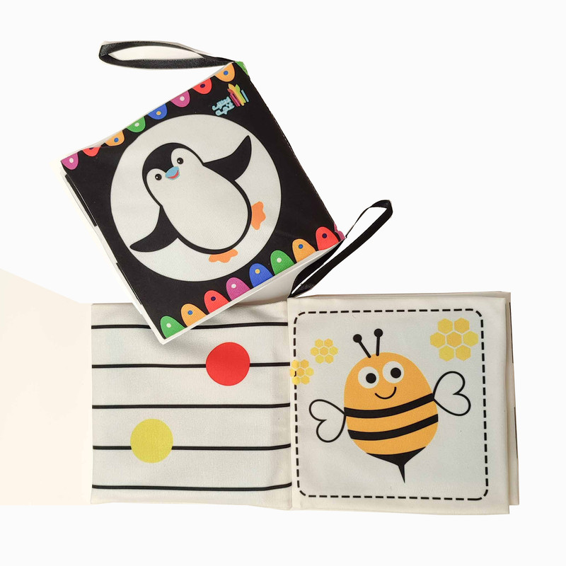 بازی آموزشی مدل کتاب پارچه ای سیاه و سفید نوزاد - دنیا را ببین