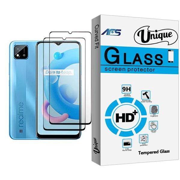 محافظ صفحه نمایش ای اف اس مدل Unique Glass MIX002 مناسب برای گوشی موبایل ریلمی C20A بسته دو عددی