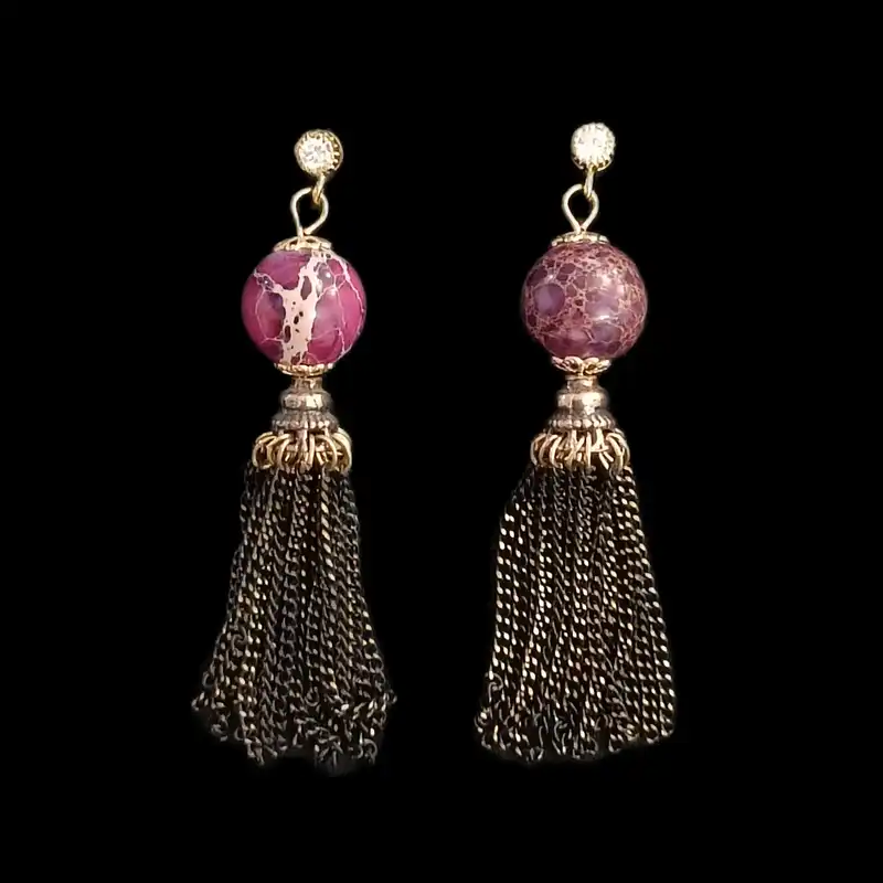 گوشواره زنانه مدل سنتی چینی نگین دار