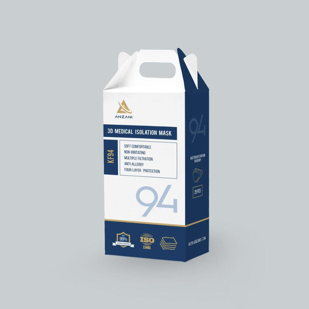 ماسک تنفسی انزانی مدل سه بعدی BL02 بسته 20 عددی