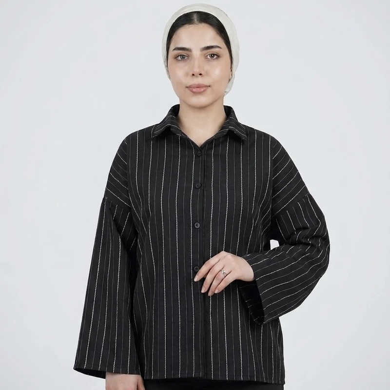 شومیز زنانه راه‌راه مدل طنابی3