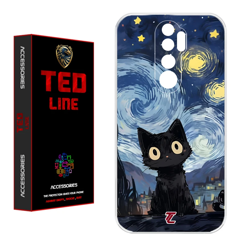 کاور تدلاین طرح گربه سیاه کد 1147 مناسب برای گوشی موبایل شیائومی Redmi Note 8 Pro