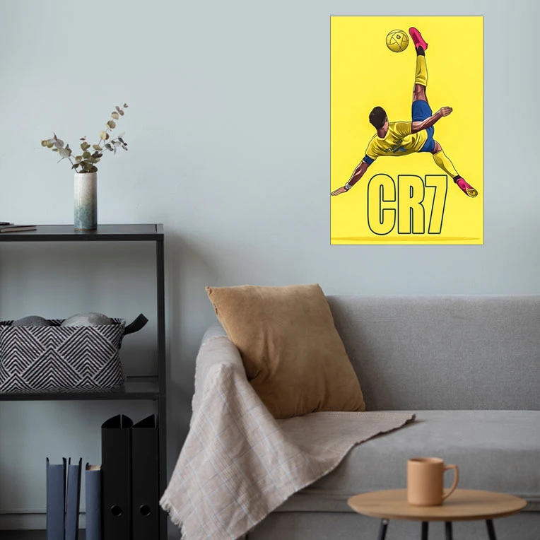 پوستر گوفی مدل فوتبالیست کریستیانو رونالدو قیچی برگردون طرح CR7 Cristiano Ronaldo Bicycle Goal کد YLW21