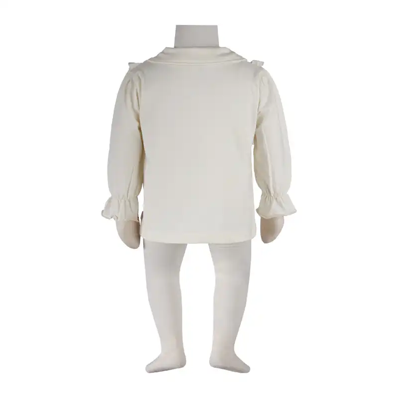 بلوز آستین بلند نوزادی آدمک مدل یقه ب ب چیندار کد 140269 رنگ استخوانی