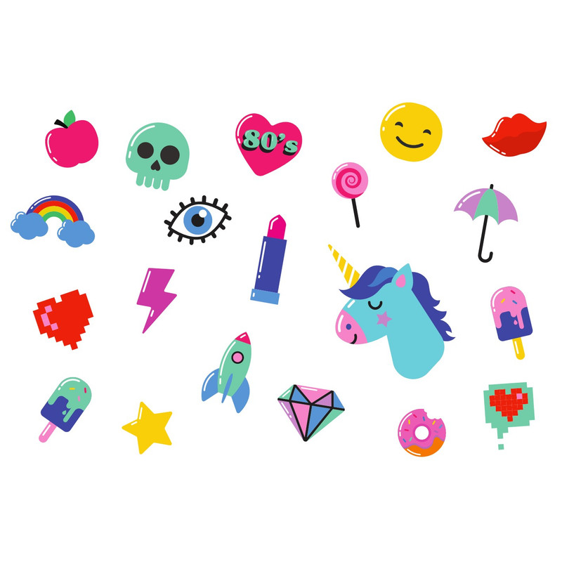 استیکر لپ تاپ مدل unicorn مجموعه 20 عددی