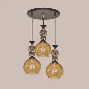 لوستر آویز سه شاخه طرح گرد مدل 608