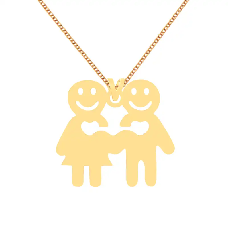 گردنبند طلا 18 عیار زنانه کرابو طرح آدمک و قلب مدل Kr70028