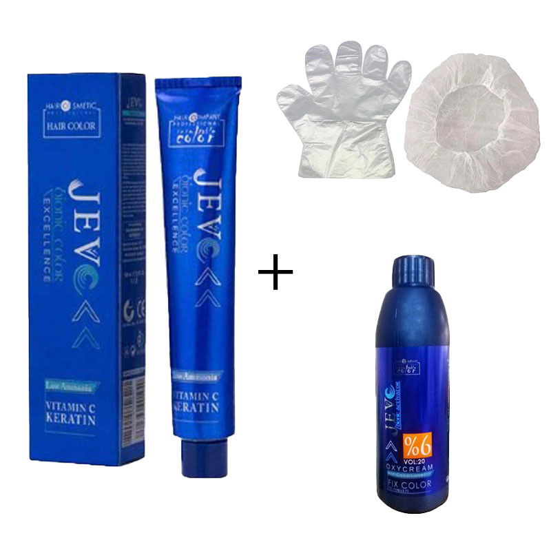 رنگ مو جوو مدل Excellence شماره 6.1 حجم 100 میلی لیتر رنگ بلوند دودی تیره به همراه اکسیدان جوو کد 01 شش درصدی حجم 150 میلی لیتر