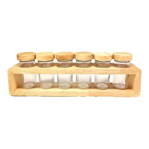 ست جا ادویه 6 پارچه لیمون مدل چوبی کد TP2306 به همراه استند