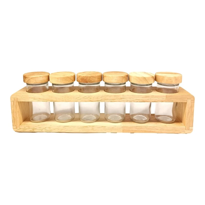 ست جا ادویه 6 پارچه لیمون مدل چوبی کد TP2306 به همراه استند