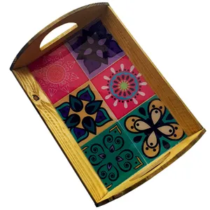سینی چوبی مدل نقوش هندسی ایرانی