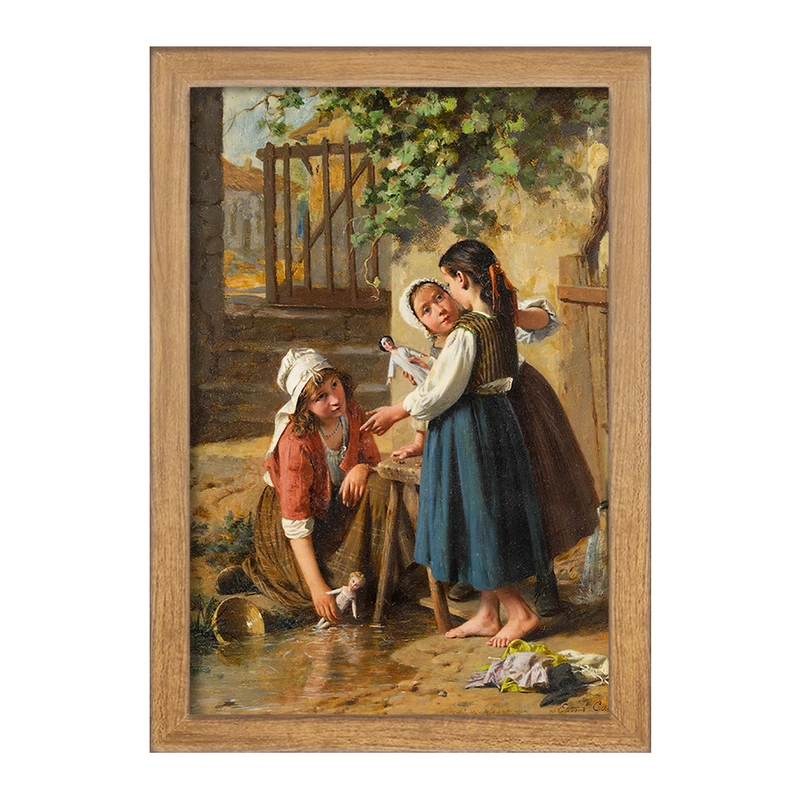 تابلو خندالو مدل نقاشی روز حمام عروسک اثر پیر ژان ادموند کستان کد F12367