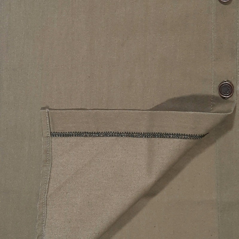 مانتو دخترانه مدل کتان دو جیب رنگ خاکی