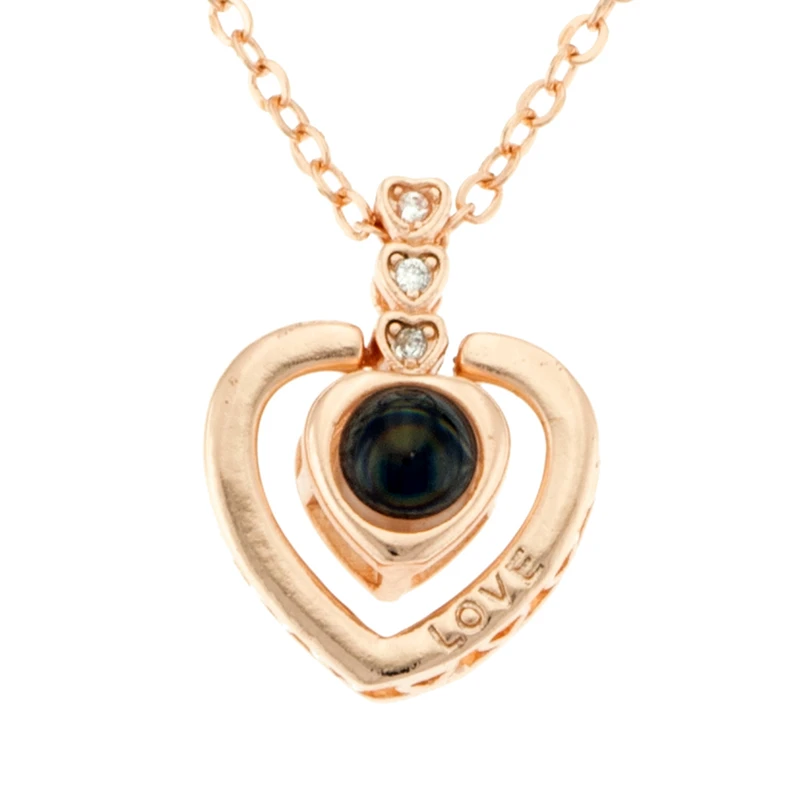 گردنبند زنانه برانت طرح قلب دوستت دارم به صد زبان دنیا