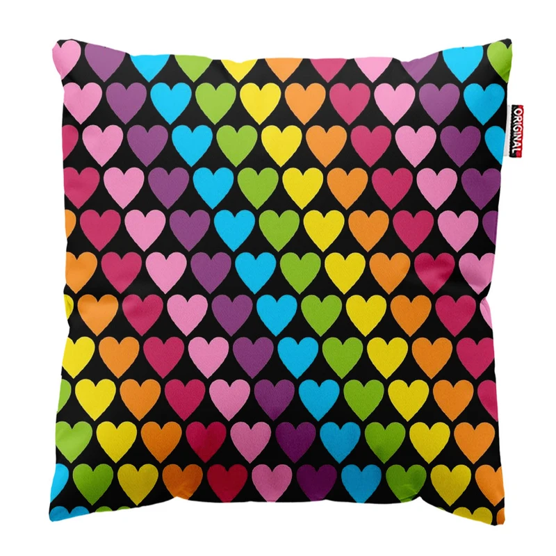 کوسن پاد آفرین طرح قلب رنگی کد 642 سایز 30*30 سانتی متر