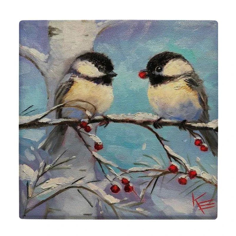 زیر لیوانی طرح پرندگان و شاخه برفی کد    3612356_1498