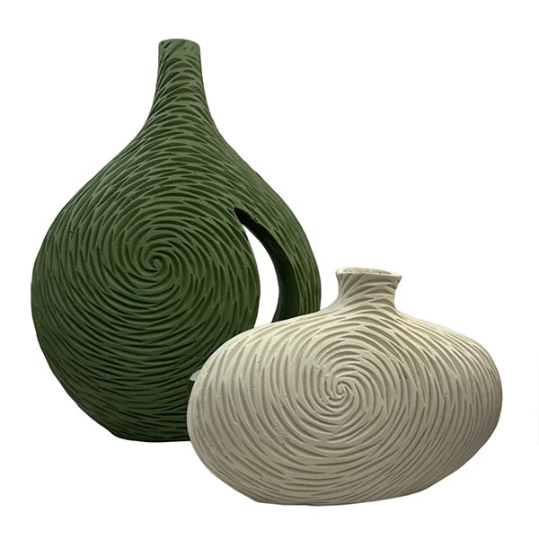 گلدان دکوری مدل چوبی آنتیک مجموعه دو عددی