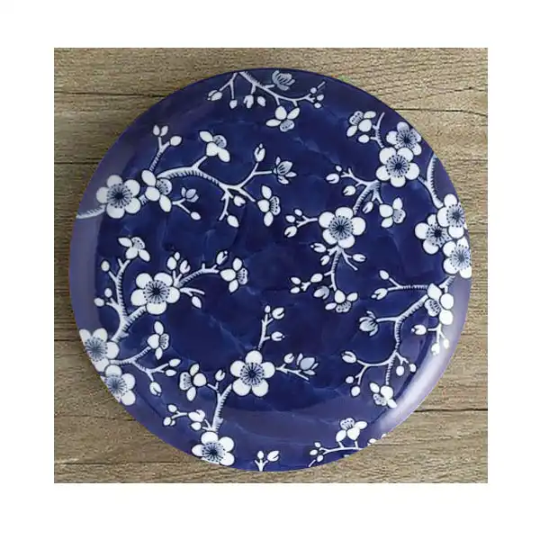 بشقاب دیوارکوب سفالی طرح شاخه و گل