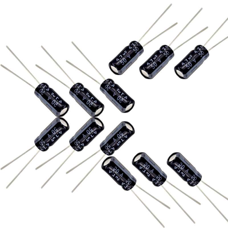خازن 4.7 میکروفاراد 50 ولت کد Ca4.7uf-50V بسته 12 عددی