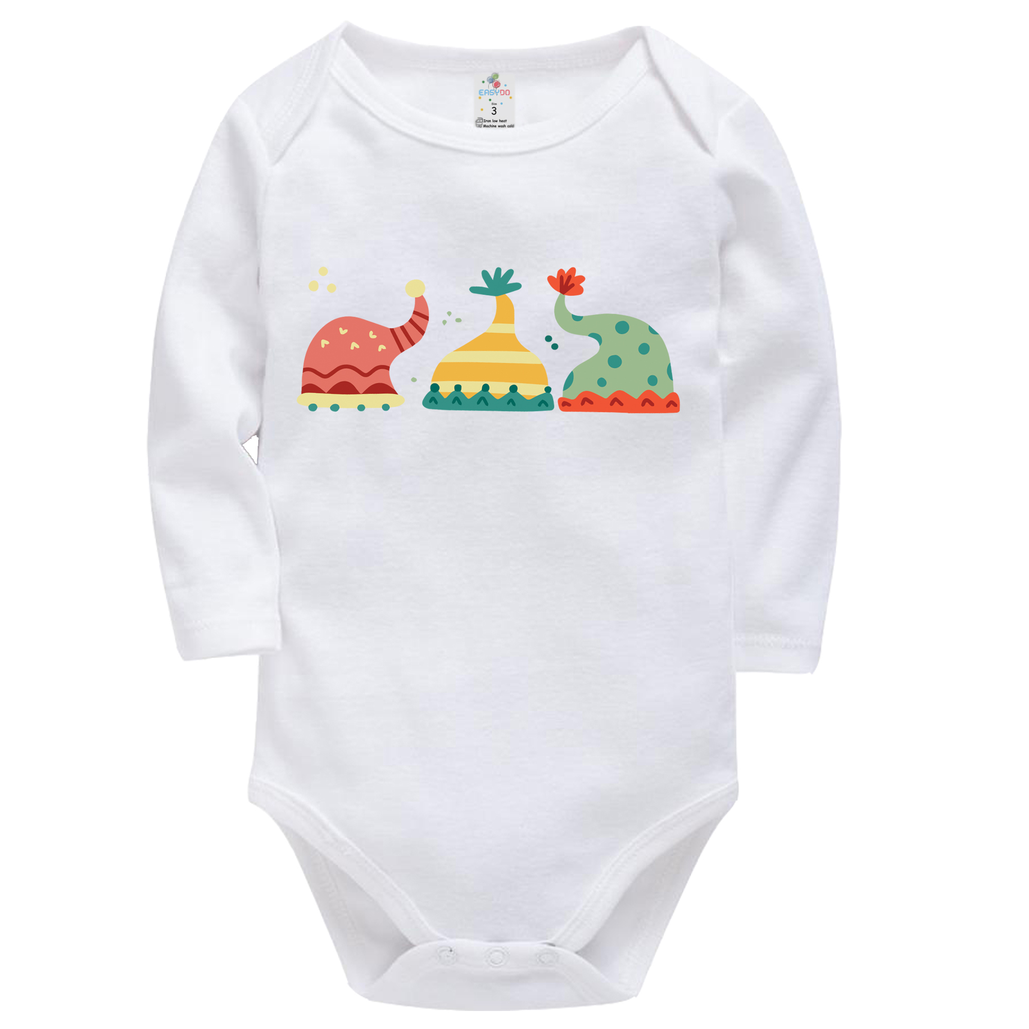 بادی آستین بلند نوزادی ایزی دو مدل ED012 مجموعه 3 عددی