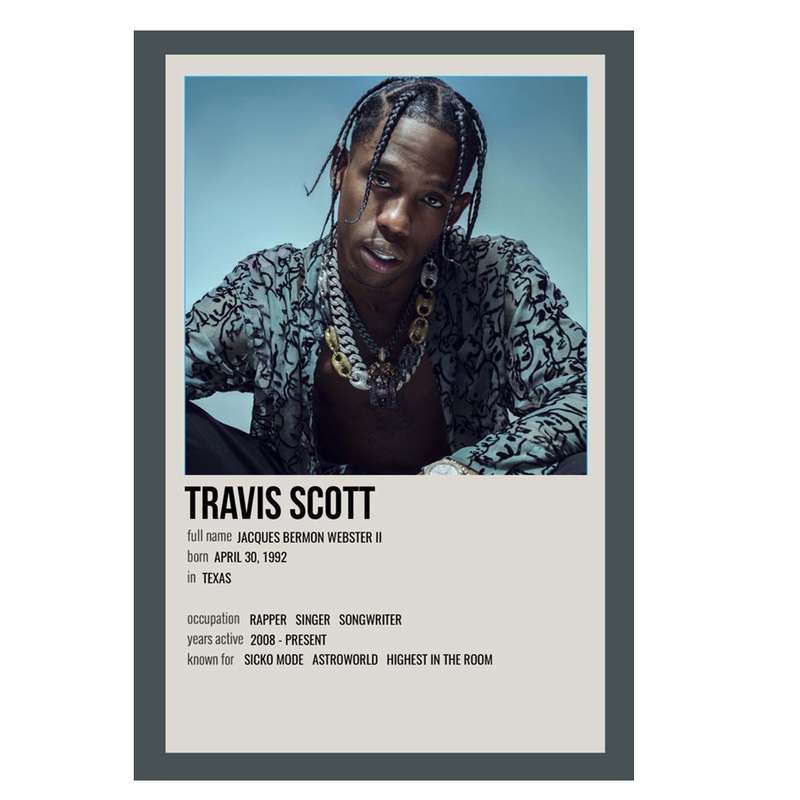 پوستر مدل تراویس اسکات TRAVIS SCOTT کد 484