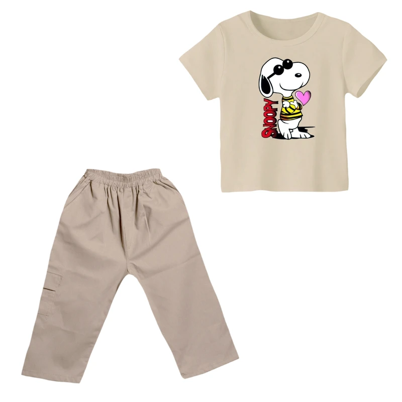 ست تی شرت و شلوارک پسرانه مدل اسنوپی کد ۴۸