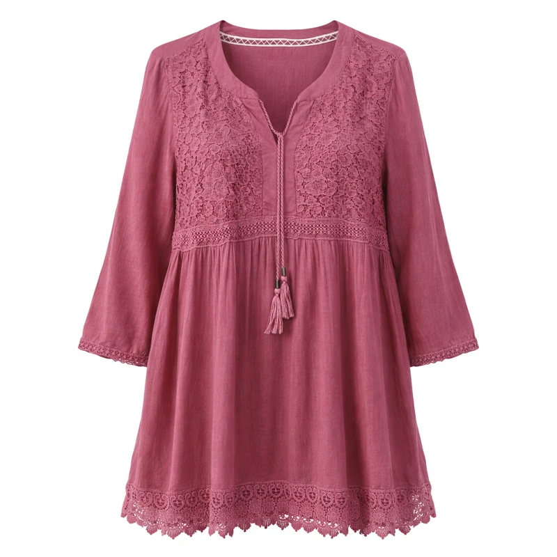 بلوز آستین سه ربع یقه بندی زنانه مدل 3880