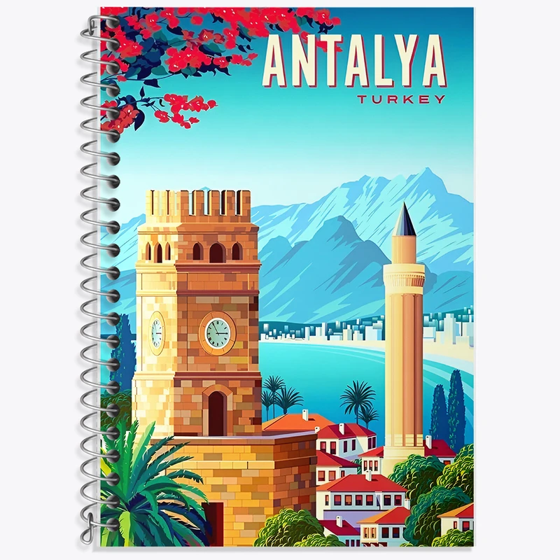 دفتر زبان 50 برگ خندالو مدل دو خط طرح آنتالیا (Antalya) کد F6313