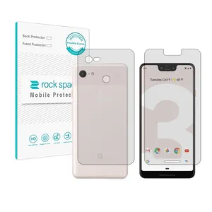 Rockspace HyGEL model transparent screen protector suitable for Google Pixel 3 XL mobile phone along with the back of the phone