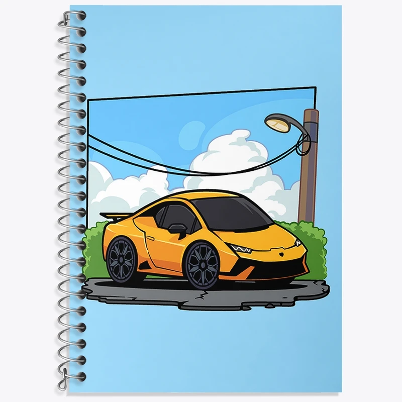 دفتر زبان 50 برگ خندالو مدل دو خط طرح ماشین کد N1231