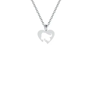 گردنبند نقره زنانه هایکا مدل قلب و رخ دختر کد n.ha2-621